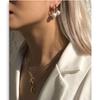 Новые Модные Серьги PVD Позолоченные 18K Простые Жемчужные Кольца Серьги-Линии Ювелирные Изделия из Нержавеющей Стали