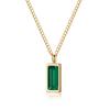 Изумрудное циркониевое ожерелье, Прямоугольный кулон, Титановая стальная цепочка на ключицы 18K Простое ожерелье с подвеской для женщин