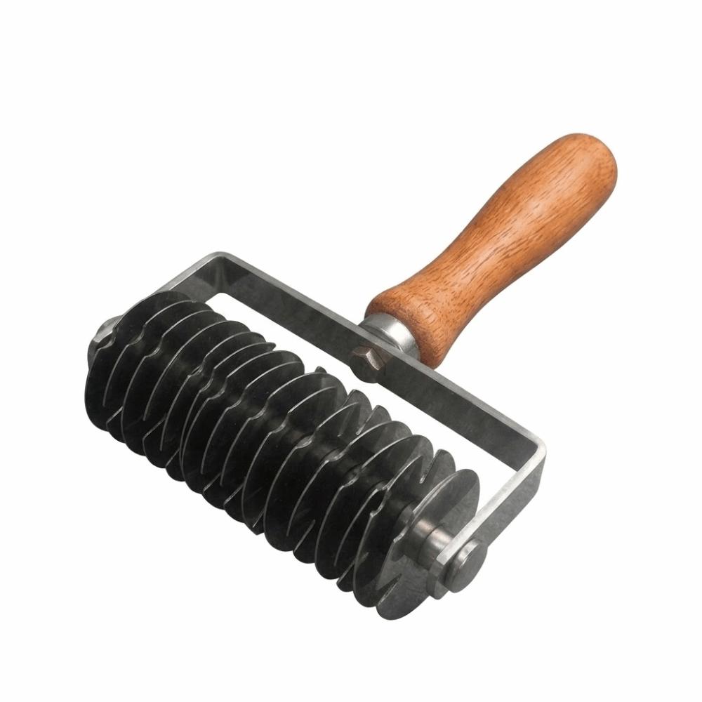 Wood Handle Pastry Lattice Roller Cutter Stainless Steel Dough Cutter Kitchen Household