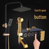 Black & Gold Aluminum Shower Set: Multi-Function, Four-Speed Booster for Hot & Cold Water Control