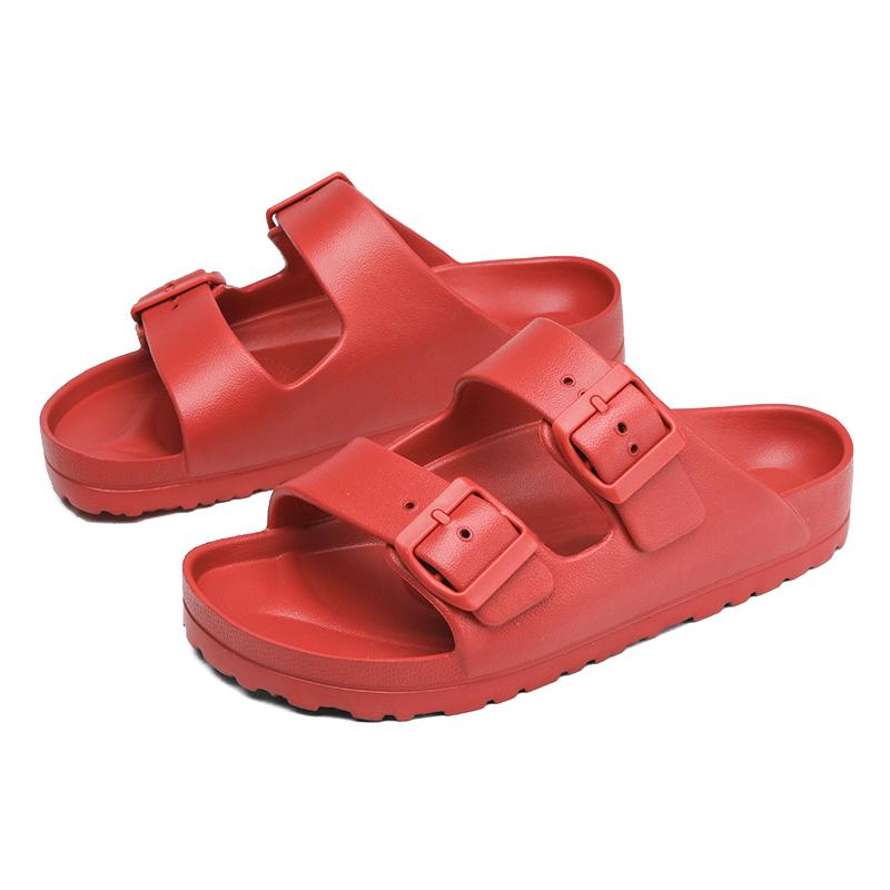 Белые Женские Шлепанцы Легкие Резиновые Сандалии Birken с Двумя Регулируемыми Ремешками Двойные Пряжки Домашняя Обувь Внутренние Шлепанцы