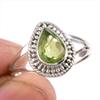 Кольцо из натурального драгоценного камня перидот ручной работы из цельного серебра 925 пробы, размер 7,5 R8U70