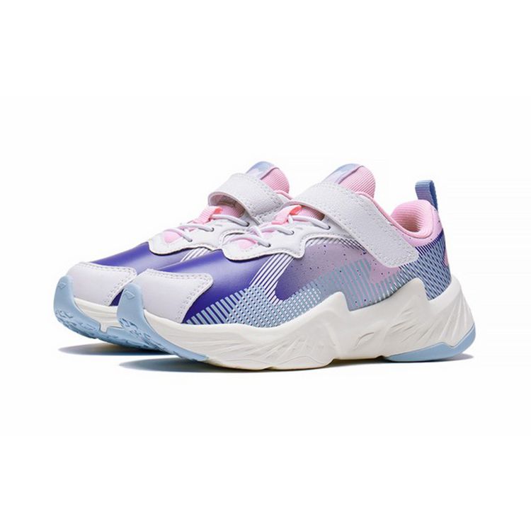 Li Ning Comfortable Non-Slip Shock Absorbing Durable Lightweight Kids Casual Shoes Kids Casual Shoes White Blue Pink YKNS068-14