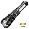 USB Rechargeable Multi-Function Outdoor Flashlight with White Laser, Side Red & Blue Warning Lights