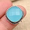Aqua Chalcedony Gemstone Handmade Solid 925 Sterling Silver Ring Jewelry