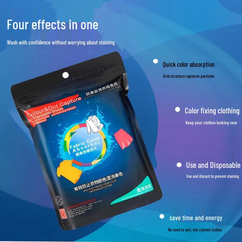 Бытовой Нано Удалитель Цвета, Предотвращающий Линьку, Семейная Упаковка - Листы для Стирки, Абсорбирующие Цвет, для Смешанной Стирки