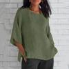 Women's Fashion Half Sleeve Round Neck Solid Colour Loose Casual Shirt Top