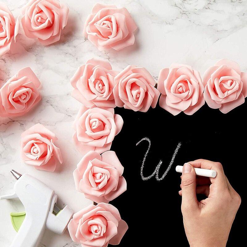 100 Pcs Artificial Rose Flower Heads Real Looking Foam Fake Roses for DIY Wedding Party Tables Home Decoration