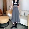 Корейская черно-серая юбка средней длины, женские юбки с высокой талией, женская весна-лето, однотонная плиссированная юбка для школьницы, униформа JK