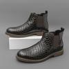 Роскошный дизайнерский новый мужской ботинок челси до щиколотки с острым носком, из лакированной кожи с узором аллигатора, повседневная зимняя обувь с высоким верхом