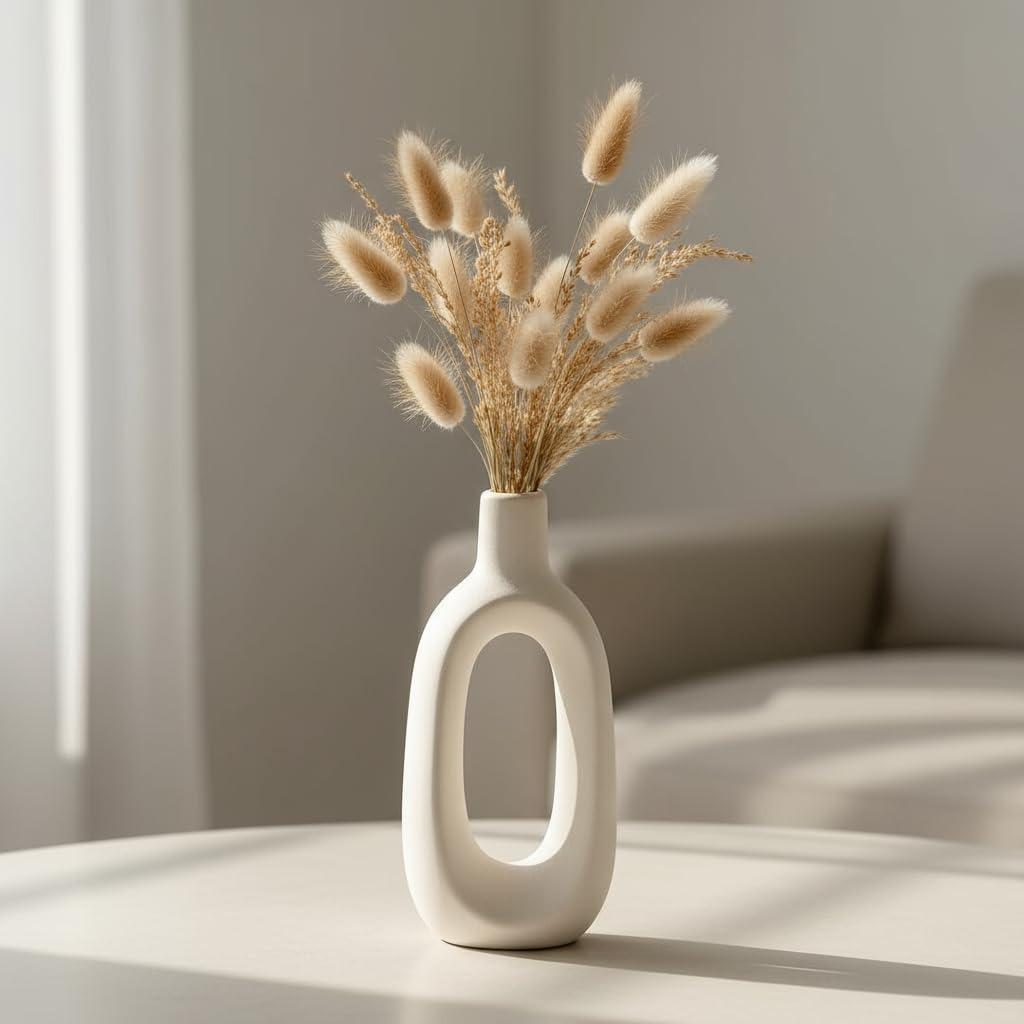 Современные декоративные вазы Kieko для домашнего декора | Кухня | Офис или гостиная для декора дома, центральный столик, горшок для цветов, (Белый,6 дюймов)