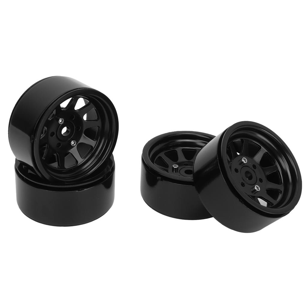 4PCS RC Wheel Rim Set Zinc Alloy Steel Universal 1.9 Inch 10 Rims RC Crawler Car Wheel Hub for Axial SCX10 II III Black