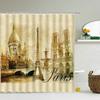 Retro Nostalgia Paris Tower Pattern Bath Shower Curtain Waterproof Decor Shower Curtains With Hooks Black White Bathroom Screen