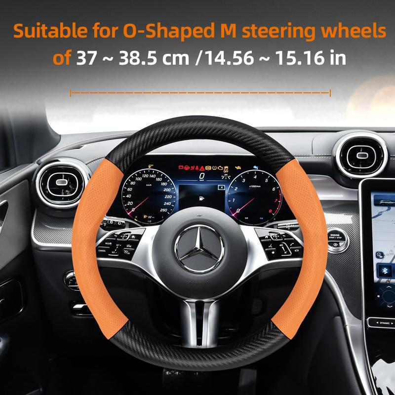 ATOW5 Suitable for Mercedes-Benz Breathable Leather Matte Carbon Fiber Texture Steering Wheel Cover Suitable for E Class S C a Glc Suv Eqc
