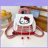 Рюкзак школьный детский Hello Kitty в красную клетку из дышащего холста для детского сада