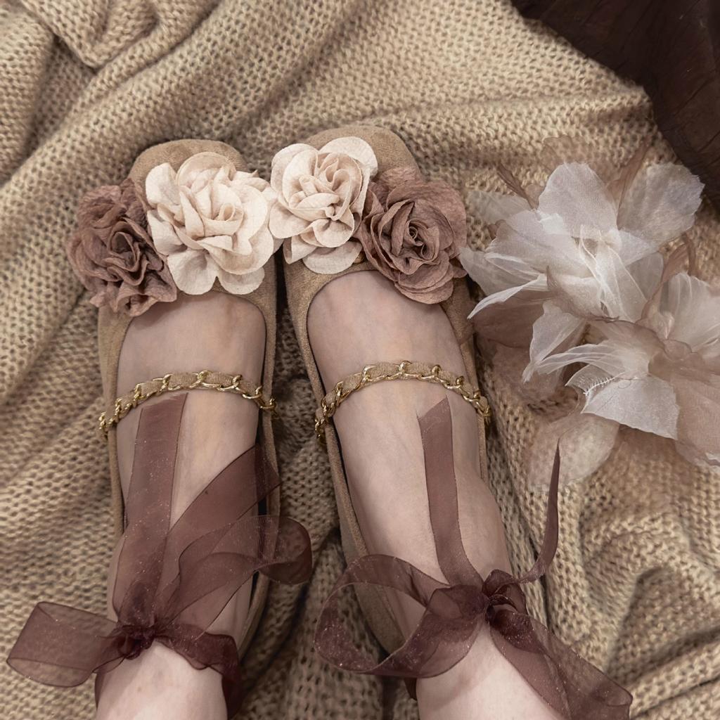 Дзен ваби тихий ветер квадратный носок туфли Мэри Джейн женские замшевые мягкие на плоской подошве на одном ремешке французский вечерний ветер туфли-лодочки мертвый лист бабочка