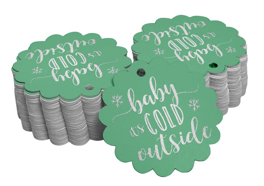 Inkdotpot Gold Foil Paper Hang Tags Baby It's Cold Outside Baby Shower Favor Tags 100