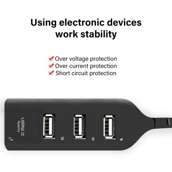 4 Ports High Speed USB 2.0 Hub Extension Splitter Adapter for PC Computer Laptop
