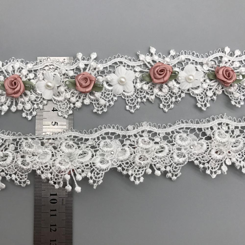 1 ярд, белый цветок, жемчуг, вышивка, ткань, кружевная отделка, одежда, 3D бисер, цветок, свадебное платье, сделай сам, аппликация, ширина 4,5 см