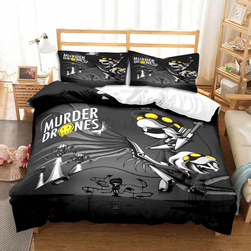 Murder Drones Anime Bedding Set Duvet Cover Pillow Case Children's Bedroom Bed Three-piece Set Single Double King Bed Set Gift