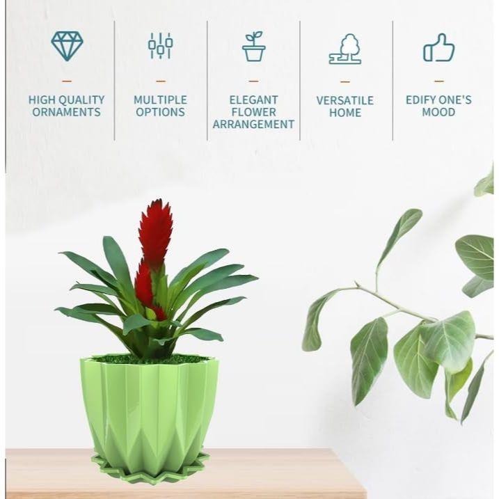 Пластиковые цветочные горшки с поддоном с кристальным эффектом для дома и декора, кашпо, терраса, набор садовых контейнеров для растений (Упаковка из 5 штук, Пластик)