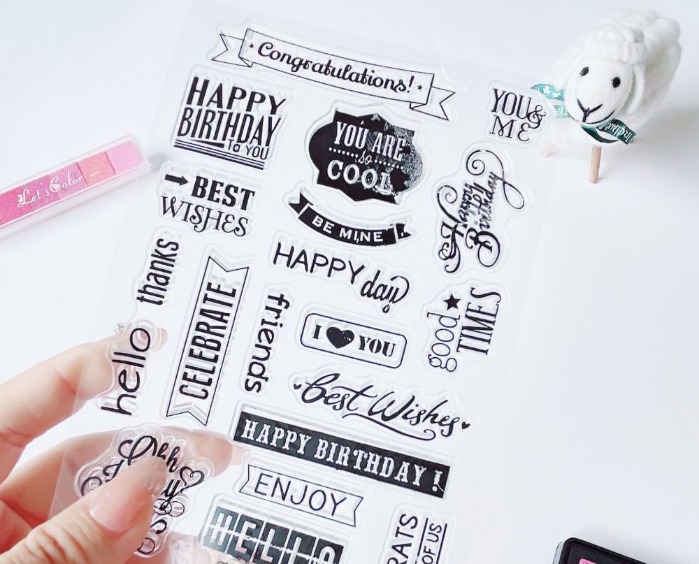 Seimeinoki Прозрачный набор европейских ретро силиконовых штампов с английскими надписями и напитками, многоразовый, для планера, писем, ручной работы, DIY и эмбоссинга