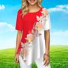 Women Plus Size Ladies Tee Shirts Rose Wreath Print Loose Casual Tops Female Irregular Summer Clothes