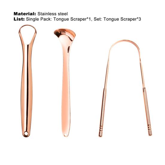 Щетка для языка Отличная посадка Эргономичная ручка 3 типа Нержавеющая сталь Скребок для языка Металлический очиститель для домашнего использования