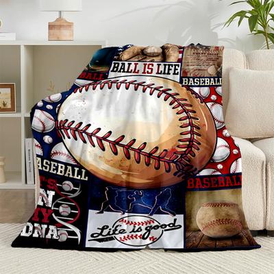 1PC Baseball Passion And Heritage Flannel Blanket Gift, Suitable for Both Men And Women, Soft Ideal for Beds And Sofa, Birthday Or Christmas Gift