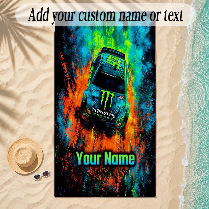 Beach TowelMonster Energy Custom Name Text Personalized Soft Towel for Beach Pool Indoor Home Decor Gift