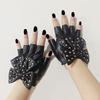 Женские перчатки без пальцев из ПУ кожи с большим бантом и заклепками, для вечеринок, танцев, сценических выступлений, танцев в ночном клубе, Лолита косплей варежки