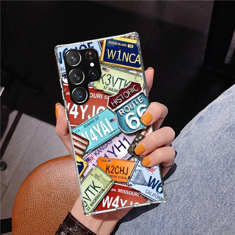 America Route 66 Phone Case For Samsung Galaxy S24 S25 Edge S26 Ultra S23 S22 S21 Plus S20 FE + Personalized Print Cover Galaxy
