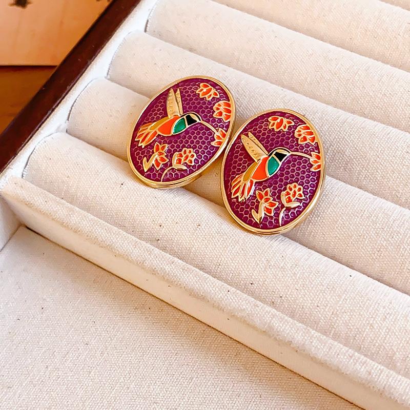 Silver Needle Monet Garden Drip Earrings French Court Style Exquisite Stud Earrings Design Sense Niche Light Luxury Earrings