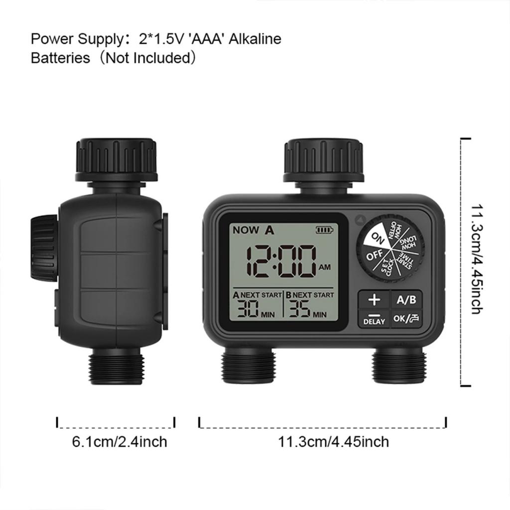Новейший цифровой таймер подачи воды с 2 выходами, независимое программирование, регулируемый разбрызгиватель, простая установка, полив газона в саду