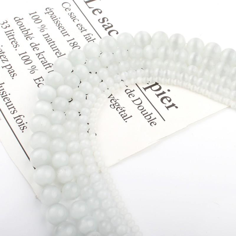 Wholesale AAA White Cat Eye Stone Round Beads 4 6 8 10 12mm Natural Stone Beads For  Jewelry Making Bracelet Necklaces DIY 15''