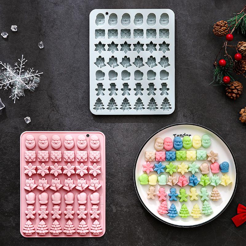 Форма для шоколада «Санта Клаус» и «Снежинка» на 42 ячейки, силиконовая форма для конфет, антипригарные инструменты для выпечки тортов для восхитительных праздничных угощений