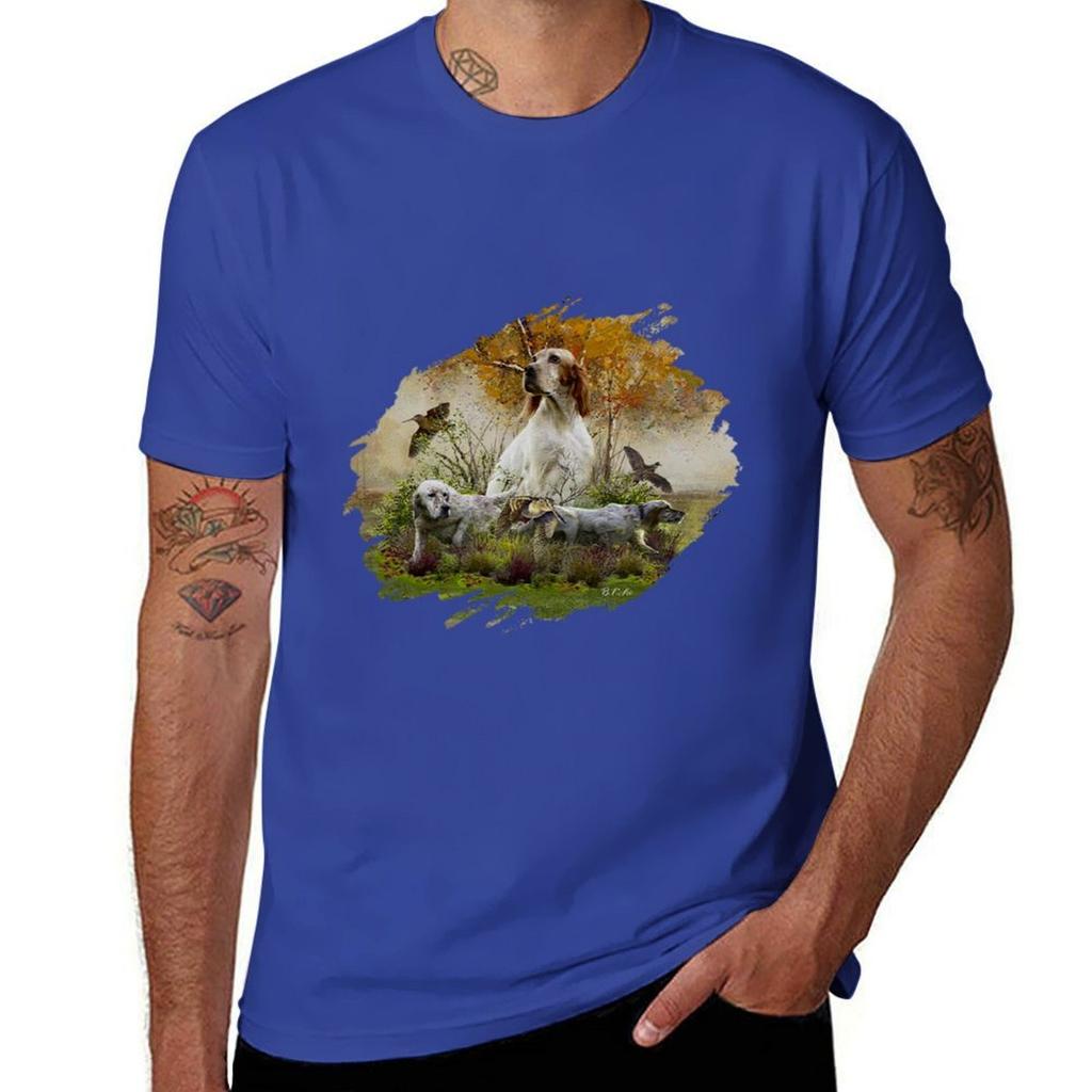 English Setter Woodcock Hunting Tshirt Customizeds Shirts Graphic Tees Mens Graphic Tshirts Funny