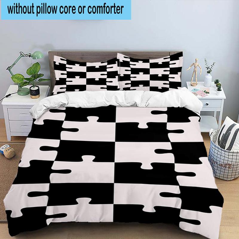 Abstract Puzzle Pattern 3pcs Bedding,Including 1pc Duvet Cover And 2pcs Pillowcases Perfect for Christmas,Ideal for Bedroom, Dormitory