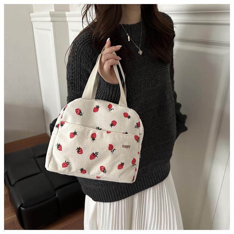 Милая вельветовая термосумка для ланча - Портативная, водонепроницаемая сумка с пакетом со льдом для студентов и офисных работников