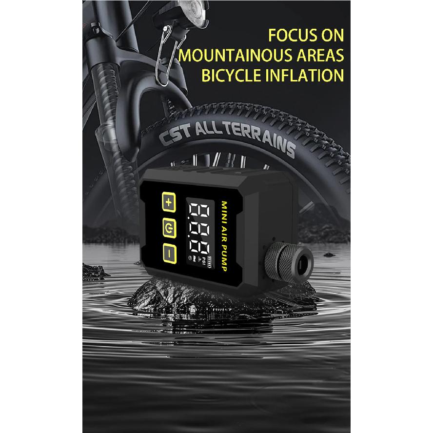 150Pis Mini Portable Bike Electric Air Pump 500mAH Type-C Compressor Tire Inflator MTB Road Bicycle Pump with LED Display