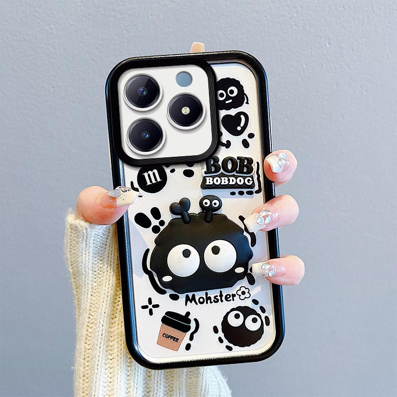 KEYSION Противоударный чехол для Realme C63 C61 с ремешком, мягкий силиконовый милый 3D-чехол для телефона с мультяшной куклой для OPPO Reamle C55 C53 C51