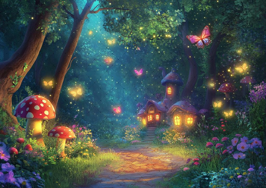 Fairy forest Glitter tree background Magic Forest night Butterfly photography birthday background party photo shoot decoration