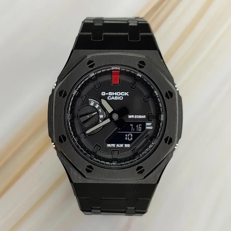 Casio Мужские часы с ЖК-дисплеем и аналоговой индикацией, серия 44 мм, черные, GA-2100-1A1(Watch3--)