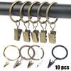 Sturdy Metal Curtain Rings with Clips 10 Pack Hooks for Voile Net 50mm Diameter
