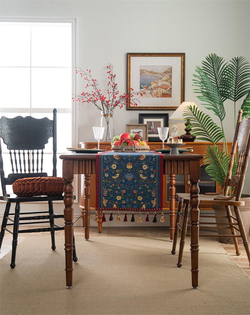 Американский Ретро Жаккардовый Сорока Цветок Кисточка Столовая Дорожка/Покрывало Полиэстер