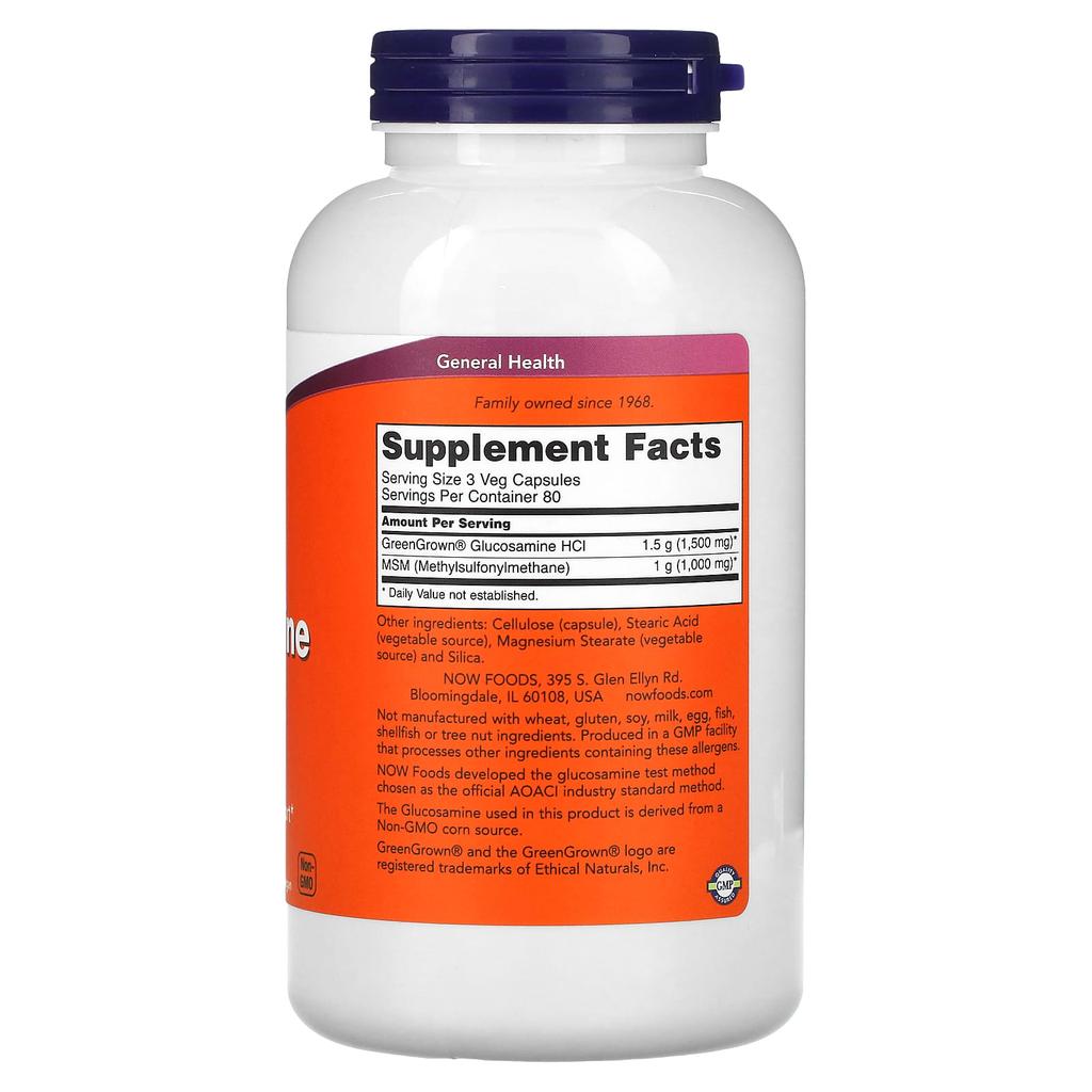 NOW Foods, Растительная Глюкозамин и МСМ, 240 Растительных Капсул