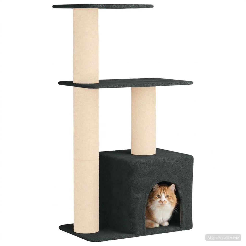 Cat Tree with Sisal Scratching Posts Dark Grey 133 cm