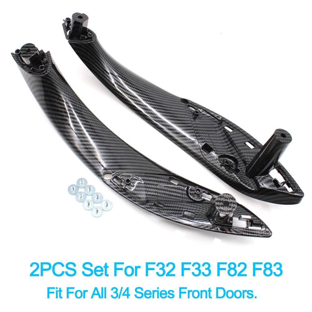 Внутренняя дверная ручка из углеродного волокна с принтом для BMW 3 4 серии F30 F31 F32 F33 F34 F35 F36 F80 F82 F83 318i 320i 328i