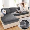 Plush Sofa Seat Cover for Living Room Velvet Elastic Corner Couch 1/2/3/4 Seater Solid Slipcovers Set Funiture Protector
