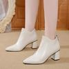 Fashion Thick Heel Women's Boots Autumn Winter Back Zipper Pointed Toe High Heel Ankle Boots Women's Shoes Short Women's Modern Shoes